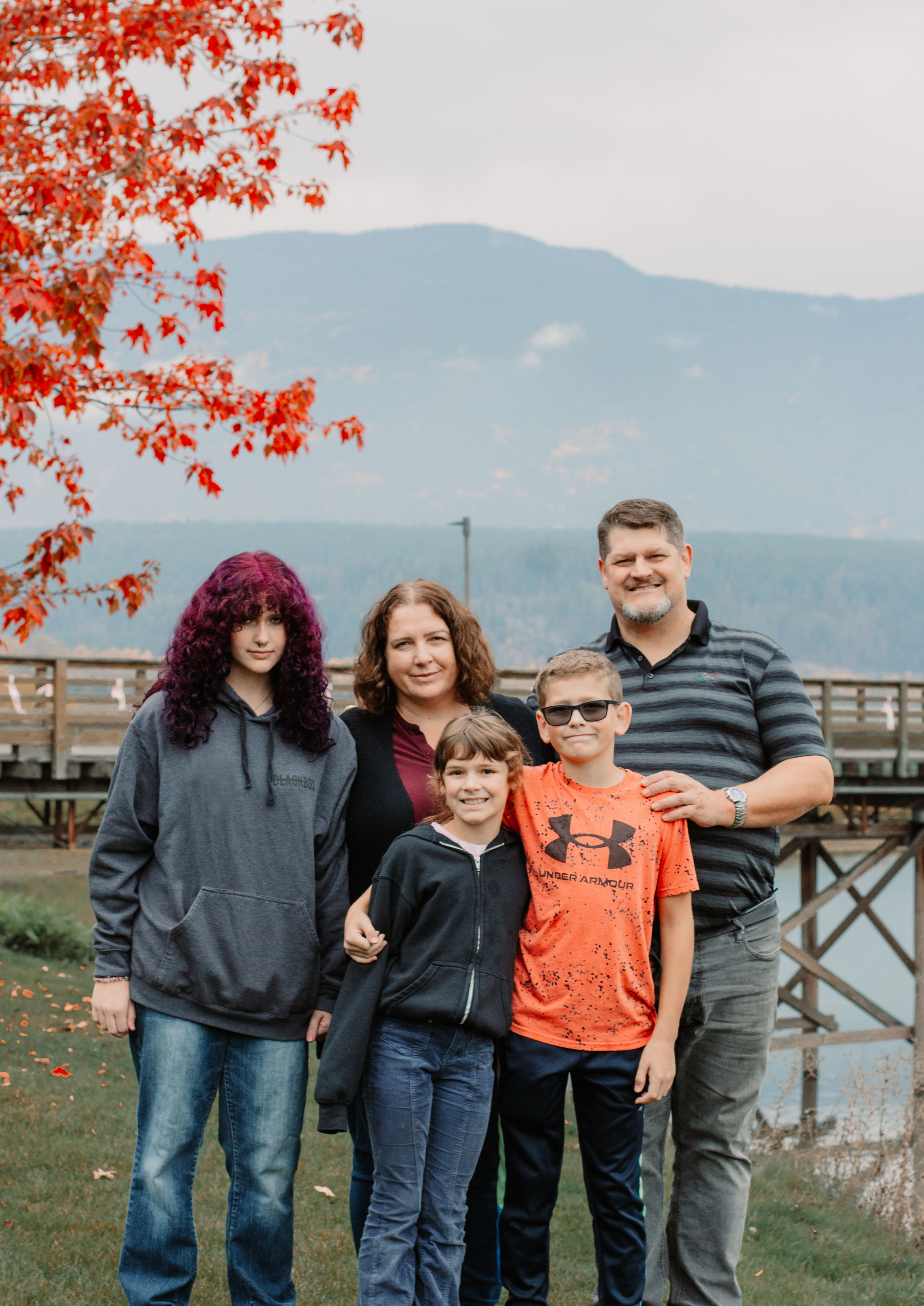 Julie Bond with her family on the Salmon Arm wharf.